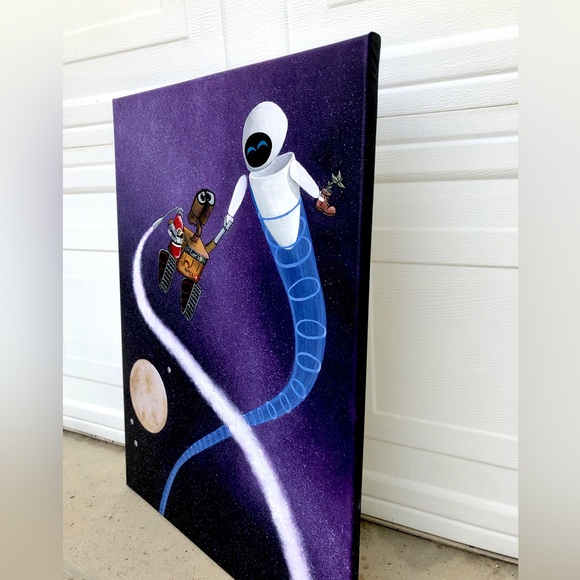 LARGE Beautifully Detailed Wall-E and Eve - Cartoon Painting - Picture 2 of 6